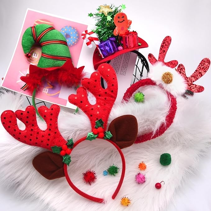 BQTQ 15 Pieces Christmas Headbands Party Hats Headbands for Christmas Holiday Favour
