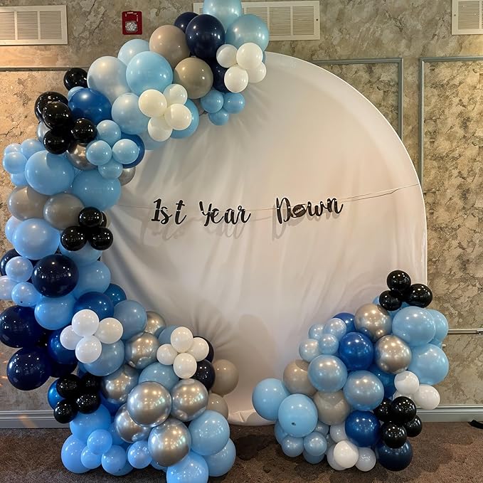 Blue Silver Balloons 12 Inch Navy Blue Silver White Balloons 35 Pcs Night Blue Metallic Silver Helium Latex Balloon Set for Graduation Retirement Wedding Bridal Baby Shower Birthday Party Decorations
