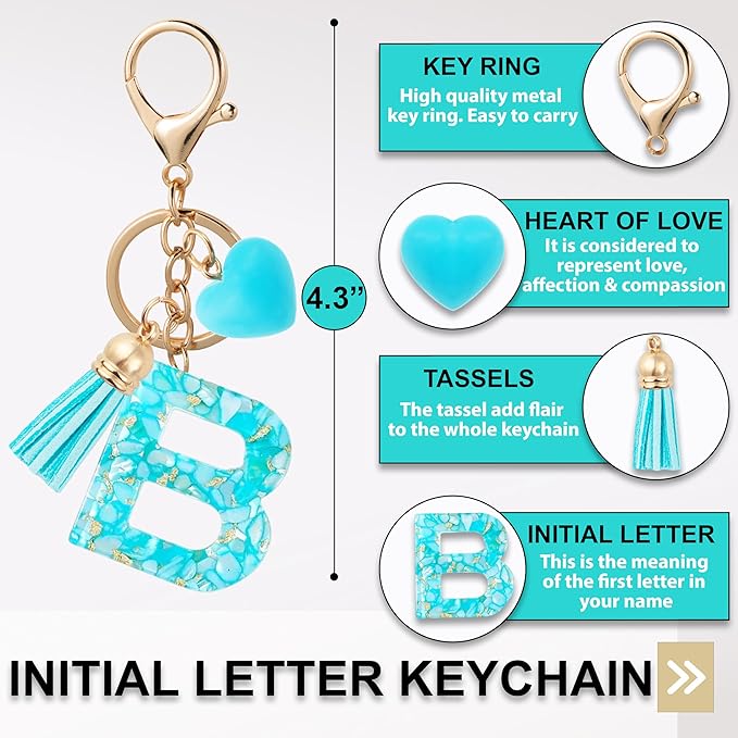 Initial Letter Keychain, Butterfly Keychain Cute Resin, Initial Keychain Backpack Charms, Key chain for Women, Girls