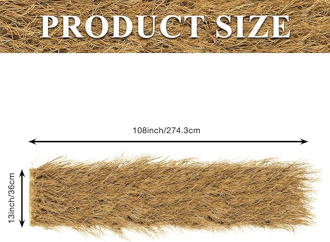 XLX TURF Fake Thatch Straw Table Runner 13 X 108 Inch - Yellow Hay Grass Table Centerpiece Western Party Decor Halloween Nativity Tiki Mexican Jungle Birthday Event, Home DIY Crafts