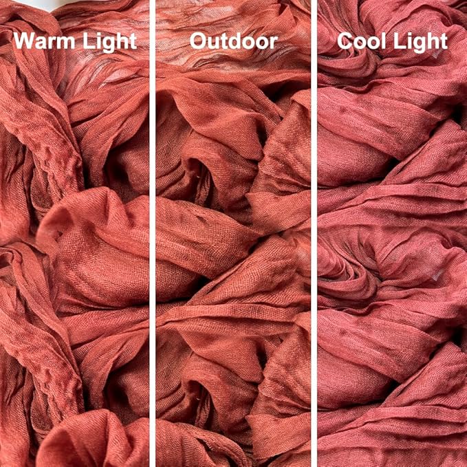 Booque Valley Fall Table Runner Terracotta Cheesecloth 10ft Soft Boho Wrinkled Decorative Gauze Sheer for Autumn Thanksgiving Holiday Party Centerpiece Decoration Table Decor, 35x120 Inch, 1 Pc