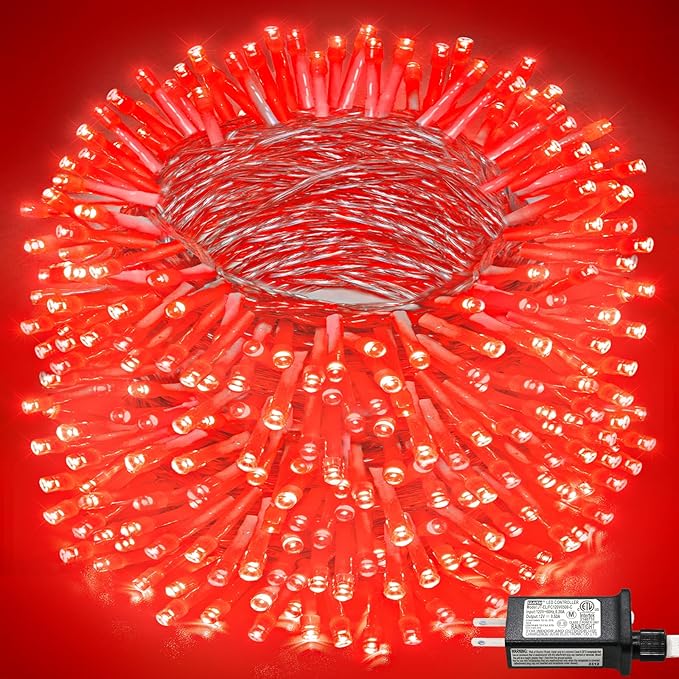 165FT 500 LED Christmas Lights, Plug in Christmas String Lights with Waterproof, 8 Modes Twinkle Fairy Lights for Xmas Garden Wedding Tree Holiday Decorations, Red
