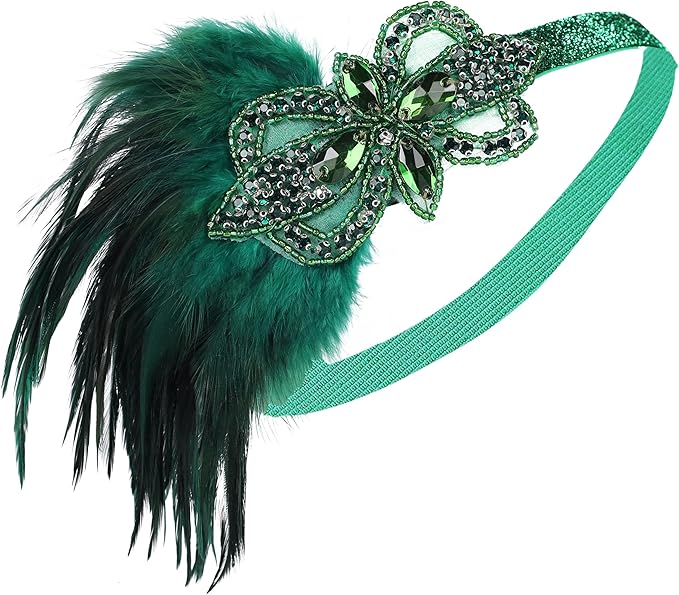 Women flapper feather headband for 1920s theme party Gatsby Headpiece for 20S Party