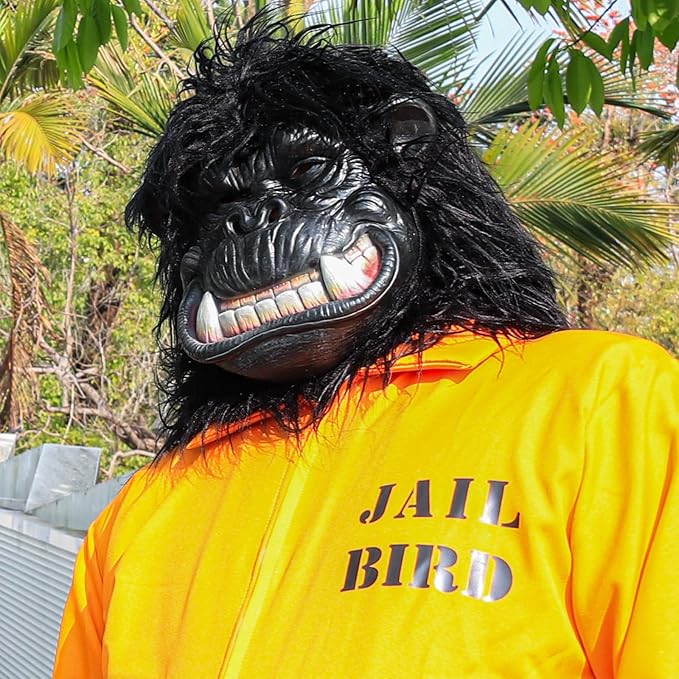MOKRY PARTY Gorilla Mask Hairy Latex Animal Mask Monkey Head Mask Halloween Carnival Costume Mask