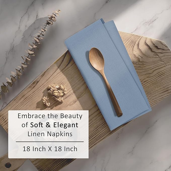 Ruvanti Linen Napkins Set of 12, 18x18 Cloth Napkins, Cotton Linen Blend Napkins Cloth Washable, Soft, Reusable Dinner Napkins for Wedding, Parties, Christmas, Thanksgiving, Everyday Use - Grey