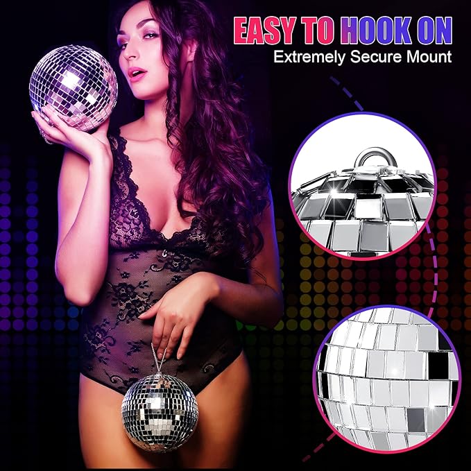 65 Pcs Disco Balls Decorations Assorted Size Disco Ball Ornament Reflective Hanging Mirror Ball Mini Large Silver Balls for Christmas Party Wedding Dance Ballroom Stage(3.2/2.4/2 / 1.2 in)