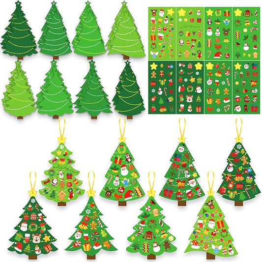 BCCSNNM 48 Pcs Christmas Tree Stickers Kit for Christmas DIY Hanging Art Ornaments Making Your Own Xmas Craft for Winter Holiday Party Classroom Activities Party Favors Decoration