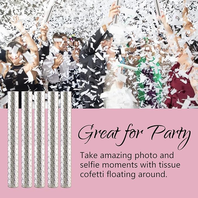 BATTIFE 30Pack White Confetti Wands, Tissue Paper Confetti Flick Flutter Sticks for Wedding Celebrations, Anniversary, Birthday Party, 7.8inch
