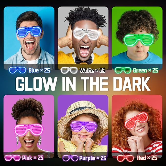 150 Pack Light up Glasses(6 Colors) with 3 Flashing Mode, LED Glasses Bulk For Halloween Neon Rave Party Supplies, Glow in the Dark Party Favor Glasses for Carnival Festival Birthday Wedding Adult Kid