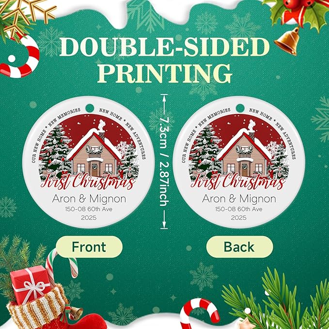Personalized First Christmas in Our New Home Ornament 2025, Housewarming Gifts New House Photo Christmas Ornaments Christmas Tree Decoration, House Warming Gifts for Couples Owners Men Women
