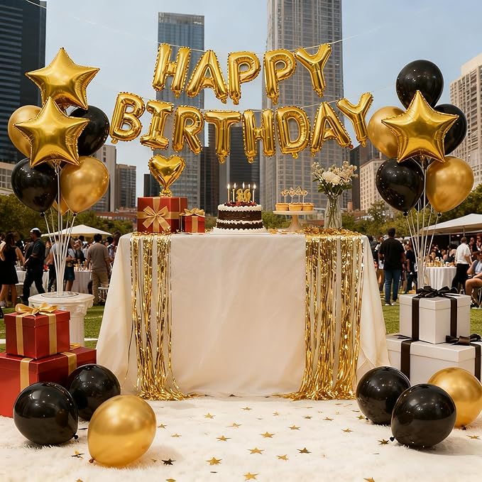 Star Balloons,12Pcs Black Gold Star Shaped Foil Balloons, 18 Inch Large Helium Polyester Film Balloon for Baby Shower Birthday Anniversary Party Decorations