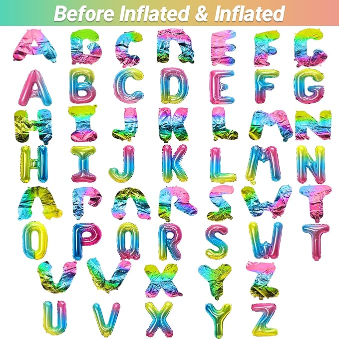 LIOZEOKUN Letter Balloons 16 Inch Alphabet A-Z Mylar Foil Balloons 2 Set for Wedding Birthday Party Decoration Banner Custom Phrase 52 Pcs