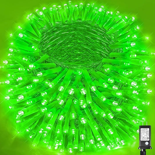 500 LED Green Christmas Lights Outdoor, 165ft Green String Lights Indoor Clear Wire 8 Modes Waterproof Plug in Twinkle Fairy Lights with Timer Memory for Room Tree Party Decorations