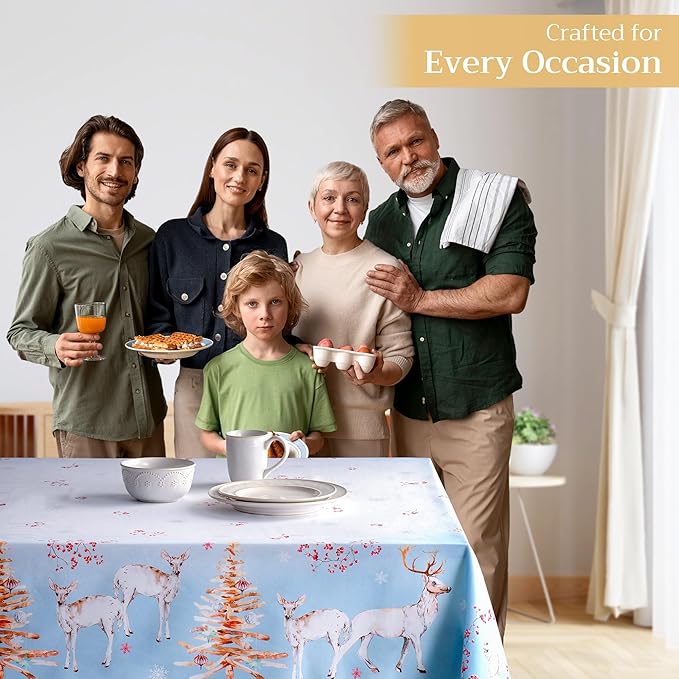 Maison d' Hermine Table Cloth Rectangle Table 100% Cotton 70 x 120 Inches Fall Tablecloth Reusable Everyday Use for Thanksgiving Christmas Decorations Dining Farmhouse Party (Fairy Tale Forest)
