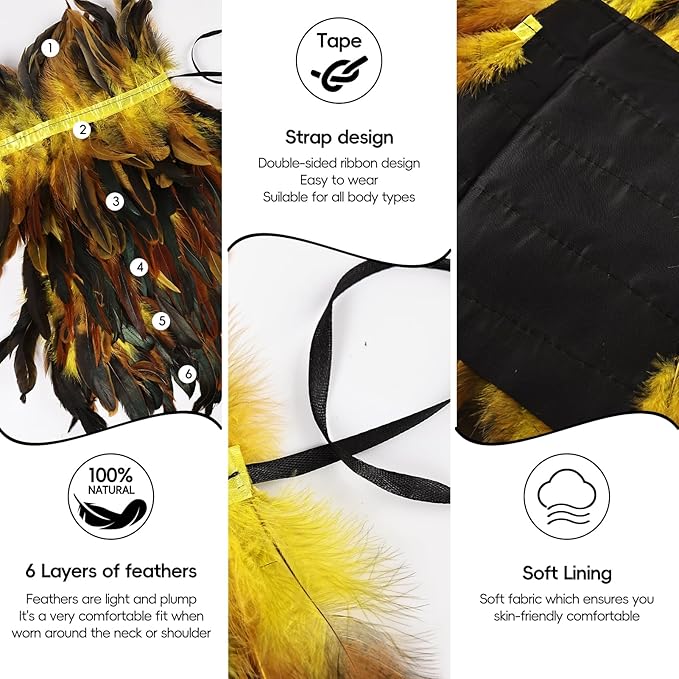Gothic Natural Feather Shrug Feather Shawl Wrap Cape Victorian Collar for Halloween Cosplay Party Costume Accessories
