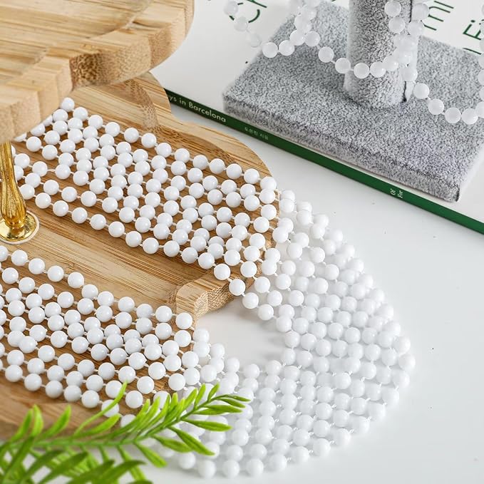Mardi Gras Beads Bulk, 12PCS White Beaded Necklace Costumes Party Favors, 33" Mardi Gras Beads Accessory Sets, Festival Parade Throw Accessories for Wedding Birthday Celebrations Decorations