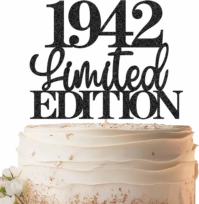 Limited EDITION 1942 Cake Topper - Black Glitter Happy 83rd Birthday Party Cake Decoration Supplies, Cheer to 83 Years Cake Bunting Decor for 83rd Birthday Party Photo Booth Props