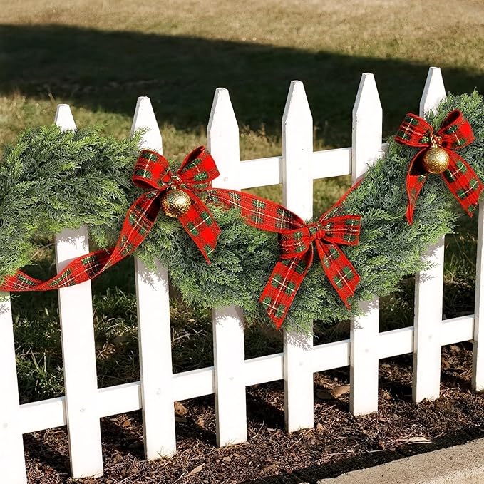 6FT Cedar Garland for Fireplace - Artificial Christmas Garland Thick and Lush Realistic Faux Cedar Fake Pine Needles Garland for Table,Window,Stairs,Mante,Indoor Outdoor Decor (1PCS)