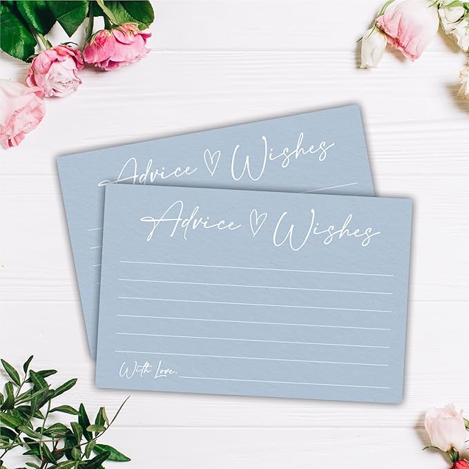 Advice And Wishes Cards, 30 Minimalism Blue Wishes Cards For Wedding, Bridal Shower, Advice And Wishes For The Mr And Mrs, Baby Shower, Graduation, Retirement, Anniversary, Party Favor- A03