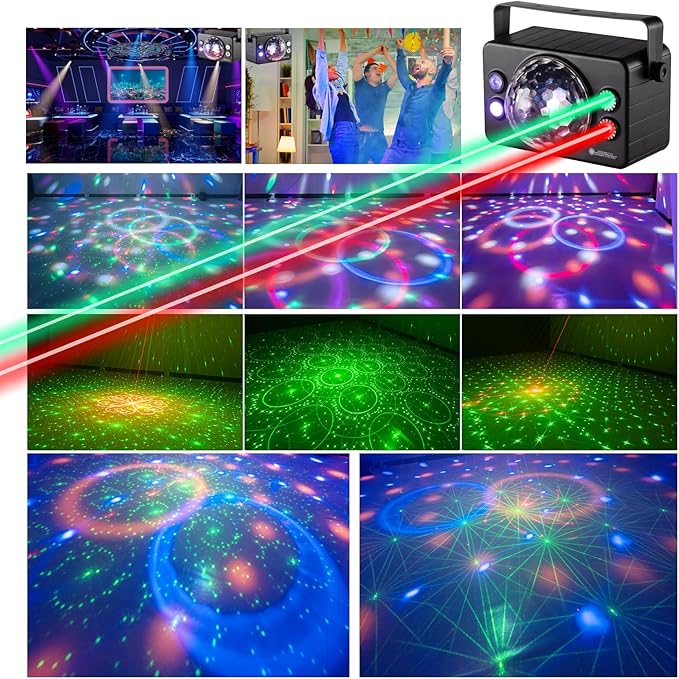 Disco Ball Light Party Lights Sound Activated with Remote Control for Parties Strobe Stage Lighting for Home Dance Karaoke Club Birthday Wedding Christmas Halloween Decor
