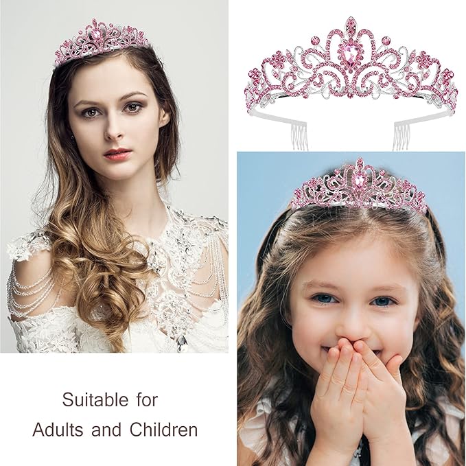 VELSCRUN Birthday Tiara & Crown Set - Princess Sash, Happy Birthday Girl Tiara, Party Decorations & Gifts