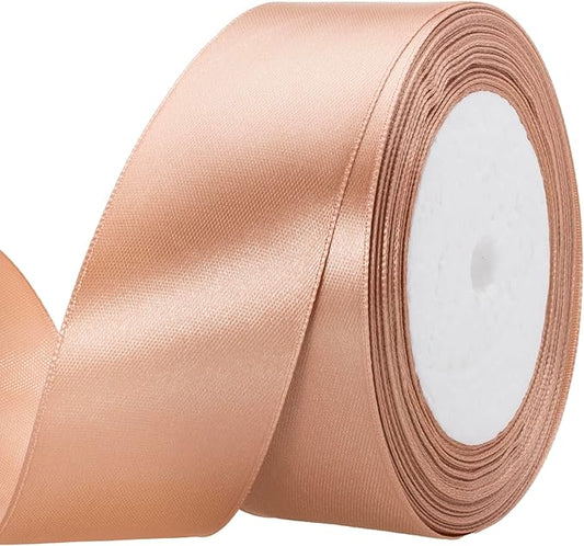 ATRBB 25 Yards 1-1/2 inch Wide Satin Ribbon Perfect for Wedding,Handmade Bows and Gift Wrapping(Mocha Mousse)