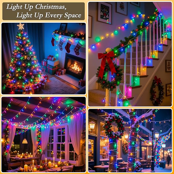 328FT 1000 LED Christmas Tree Lights, Bright Multicolor Outdoor Christmas String Lights for House, Fairy Lights with 8 Modes, Waterproof & Durable Indoor Outdoor Decor, Timer Included