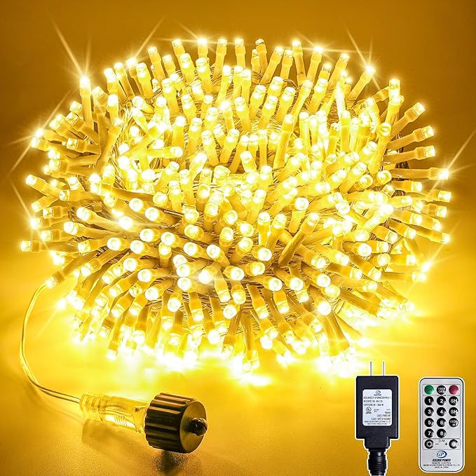66FT 200 LED Christmas Tree Lights, Bright Warm White Outdoor Christmas String Lights for House, Fairy Lights with 8 Modes, Waterproof & Durable Indoor Outdoor Decor, Timer Included