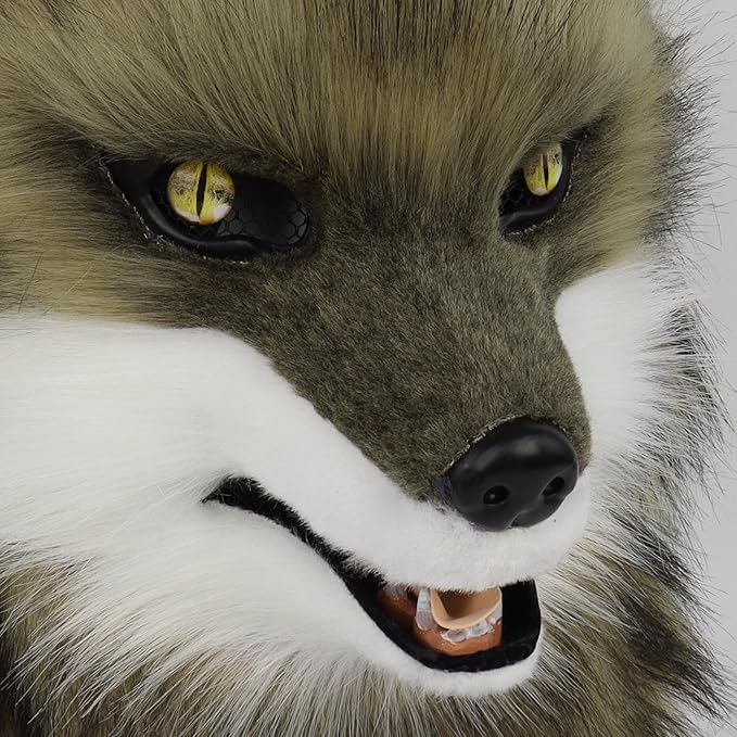 Animal Wolf Mask Cosplay Costume Accessories Furry Faux Fur Dog Fox Full Head Therian Masks Anime Dress up Party