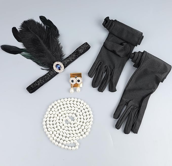 1920s Flapper Accessories Sets Roaring 20s Gatsby Costume Accessories Set for Women