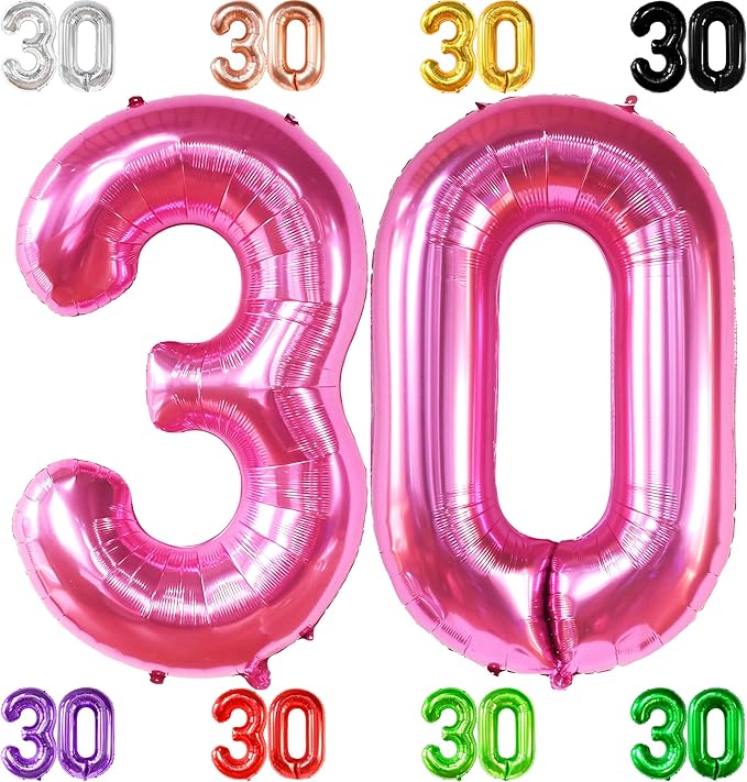Katchon, Hot Pink 30 Balloon Numbers - Huge, 40 Inch | Foil Balloon for 30th Birthday Decorations for Women, Girls | Pink 30 balloon For Happy Anniversary Decorations