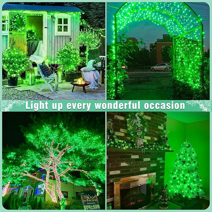 100FT 300 LED Christmas Lights Outdoor, Plug in Christmas String Lights Indoor, Waterproof & 8 Modes & Timer Function, Connectable Fairy Twinkle Light for Bedroom Xmas House Party Decor, Green