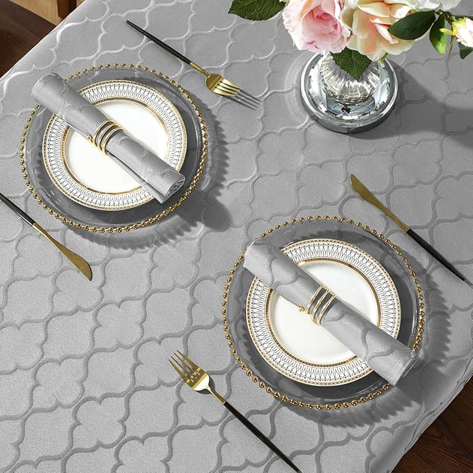 SASTYBALE Jacquard Napkin Flower Pattern Polyester Table Cover - Spill Proof, Wrinkle Resistant, Dust-Proof for Kitchen Dining Tabletop Decoration (Grey, 20X20)