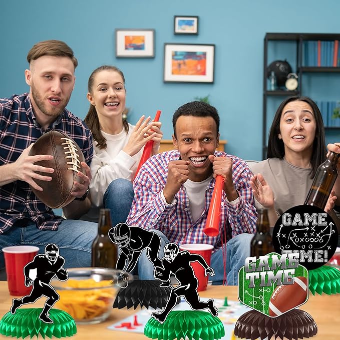 12Pcs Football Party Decorations Football Honeycomb Centerpieces Football Table Centerpiece Supplies for Football Birthday Party Tailgate Game Day Party Decorations Supplies