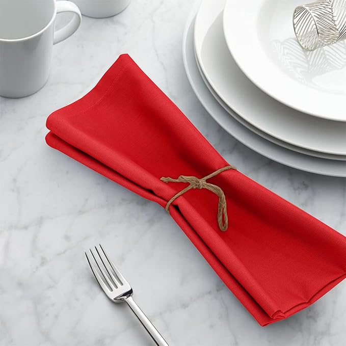 Ruvanti Cloth Napkins Set of 6, 18x18 Inches, 100% Cotton, Washable, Soft & Absorbent, Perfect for Wedding, Christmas, ‎Thanksgiving Dinners - Flame Scarlet