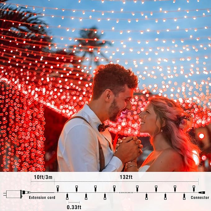 Christmas Lights Indoor, 132FT 400 LED Outdoor String Lights with 8 Modes Waterproof, Plug in Fairy Twinkle Lights Clear Wire for Bedroom Tree House Window Garden Wedding Decorations