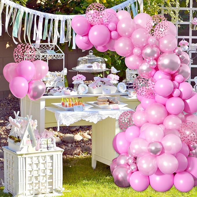Paready Pink Shades Balloons Garland Arch Kit 115Pcs for Girls Birthday Engagement Wedding Bridal Shower Baby Shower Graduation Party Decorations