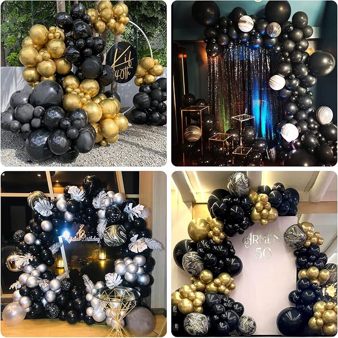Labeol Halloween Balloons Black Balloons Different Sizes 151PCS 18/12/10/5 Inch Black Balloon Garland Arch Kit Quality Latex Balloons Decorations for Party Birthday Graduation Wedding