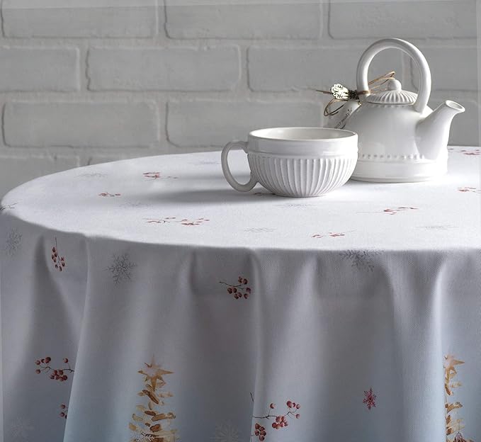 Maison d' Hermine Table Cloth Round Table 100% Cotton 63 Inches Fall Tablecloth Reusable Everyday Use for Thanksgiving Christmas Decorations Dining Farmhouse Party (Fairy Tale Forest)