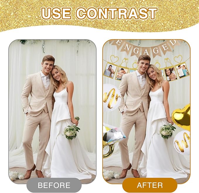 Engagement Party Decorations, Engagement Decor with Balloons and Photo Garland