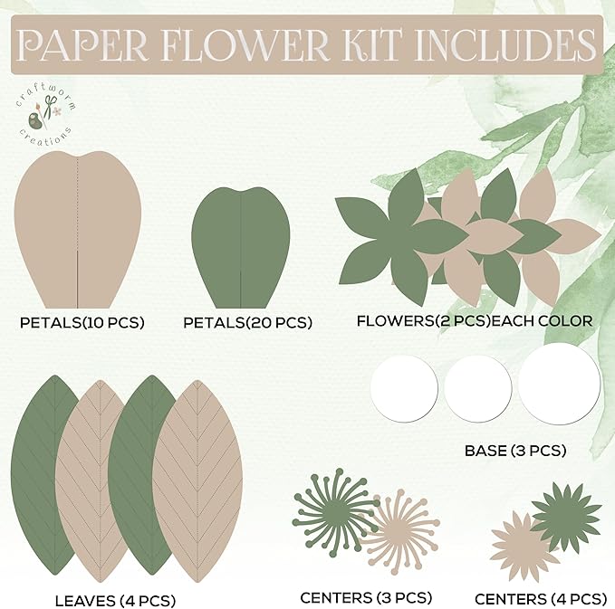 Giant Paper Flowers Kit - DIY Flower Craft Set for Backdrop, Party & Nursery Decor - Ready-to-Assemble Precut Flowers with Leaves & Instructions - Reusable Large Flower for Decoration & More