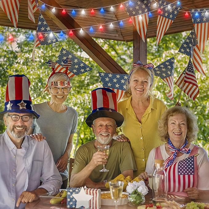 suddus Red White and Blue Lights, 100 Led Battery Powered String Lights, Globe String Lights for Flag, Backyard, Patio, Garden, Party, Bedroom, Living Room, Christmas, Classroom Decoration