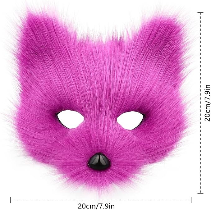 Animal Fox Wolf Mask Halloween Party Cosplay Costumes Props Plush Cat Half Face Masks Carnival Christmas Masquerade