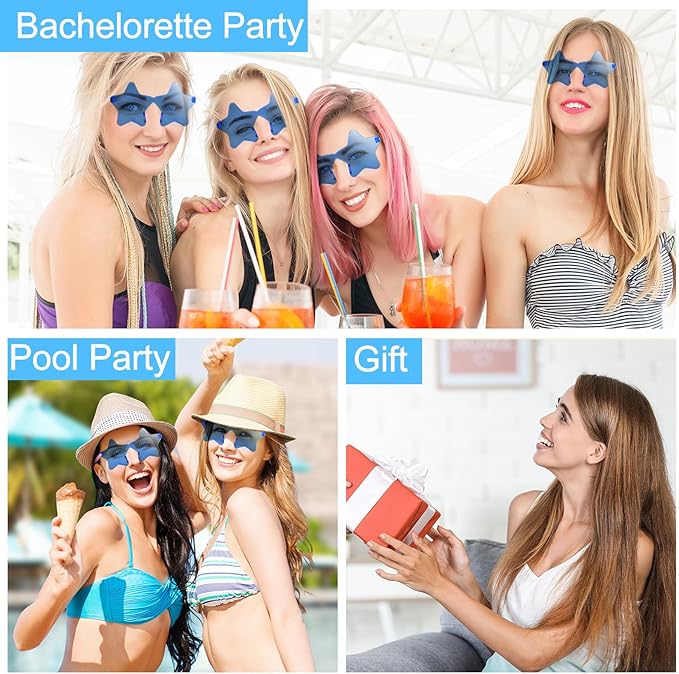 Morcheiong 10/20/30/40 Pack Star Sunglasses Colorful Rimless Sunglasses, Cool Pool Wedding Party Favor Pentagram Glasses