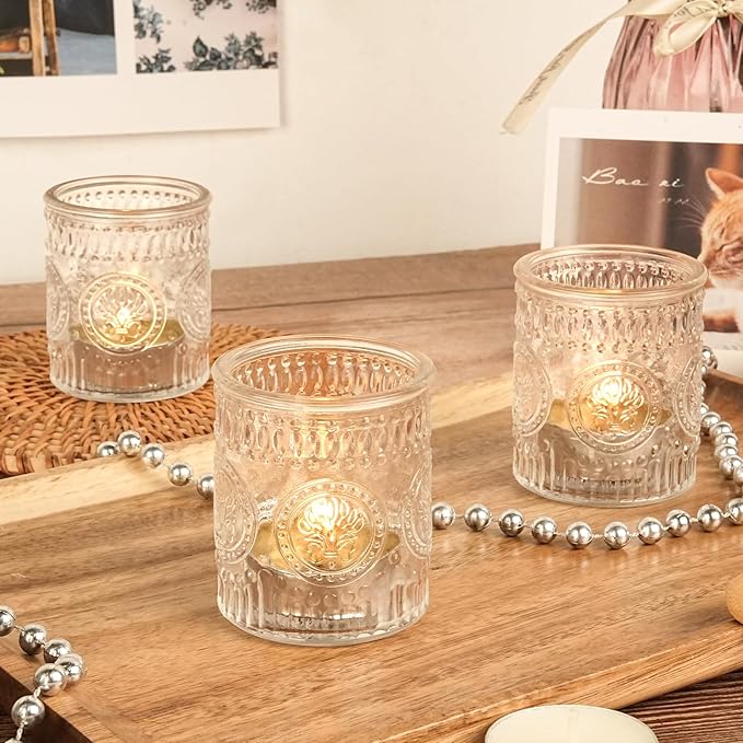 30pcs Clear Votive Candle Holders, 2x2.5in Clear Glass Tea Light Candle Holder for Home, Votives for Fall Wedding Decor, Party, Christmas Decor & Gifts