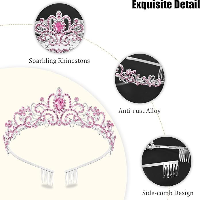 TAROSE Crowns for Women and Girls, Queen Crystal Gold Silver Tiaras with White Rhinestone and Combs, Goddess Crown for Wedding Bride Birthday Princess Bridal Shower Hair Accessories for Women