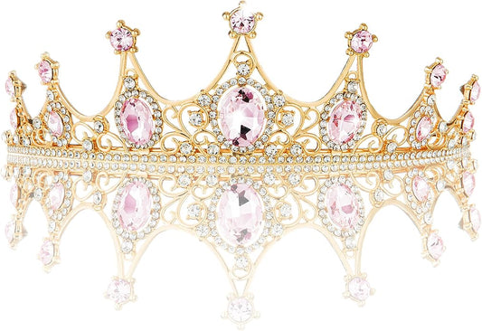 Gold Crown for Women, Crystal Queen Tiaras Headband Wedding Bridal Hair Accessories, Birthday Party Prom Cake Topper