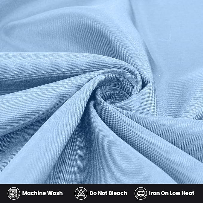 Ascoza 2 Pack Fitted Tablecloth for 8 Foot Rectangle Tables 96 x 30 Inch Blue Mist Table Covers Water Resistant Polyester Table Cloth for Wedding, Parties,Display, Trade Show (Blue Mist)