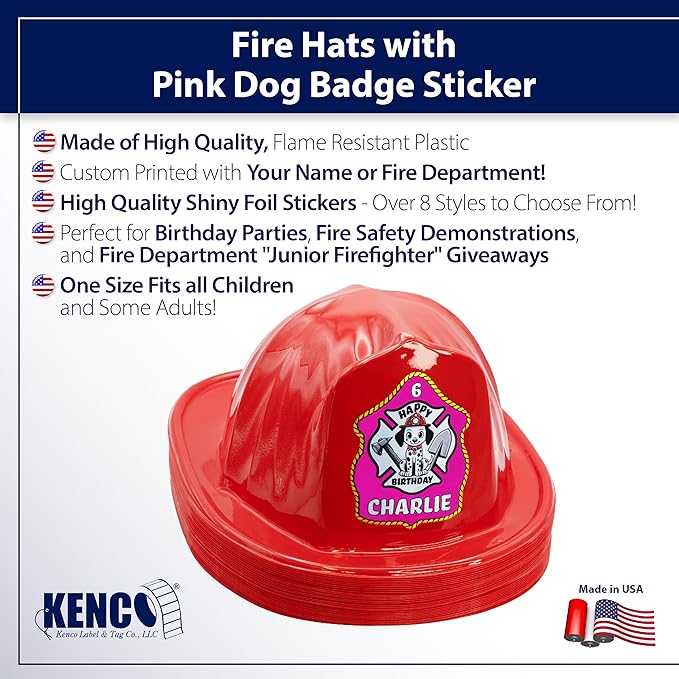 Kenco Kids Customizable Plastic Firefighter Hats -Choose your style, add your name or department