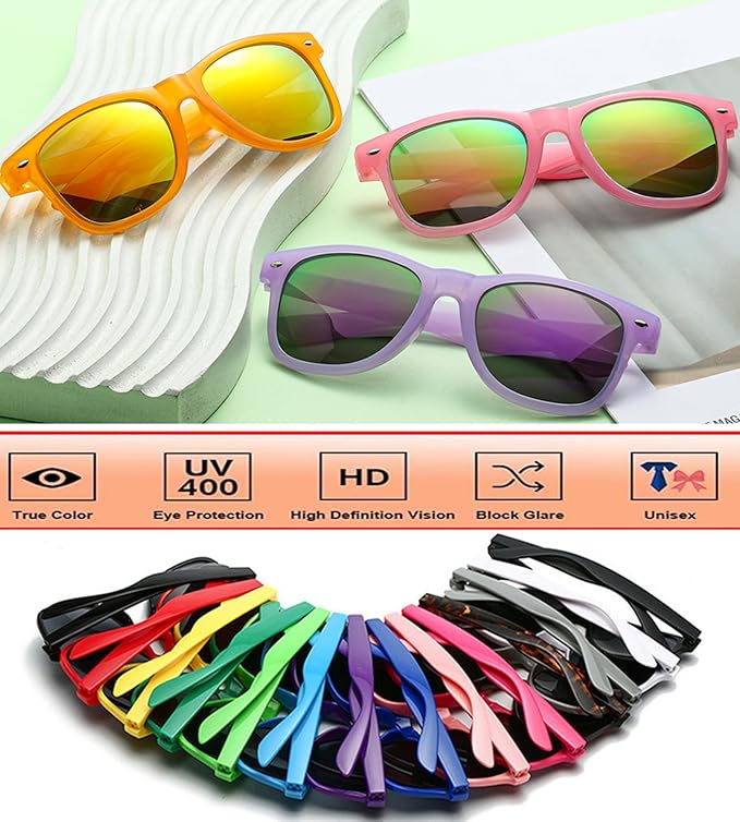 Fsmiling Neon Sunglasses Bulk Adult Party Sunglasses 80s Glasses Shades for Men Women Party Favors-15Pack,UV Protection